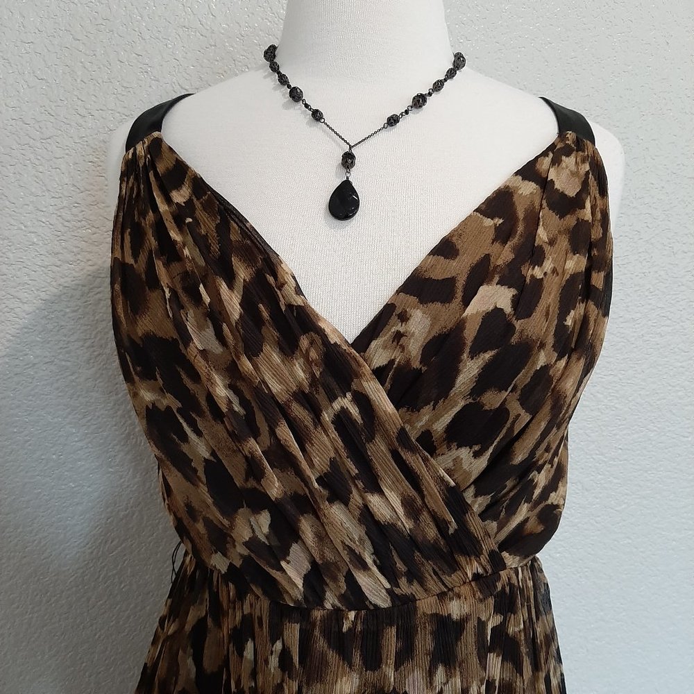 NWT Jones New York Cheetah Pattern Silk Midi Dress - Picture 3 of 14